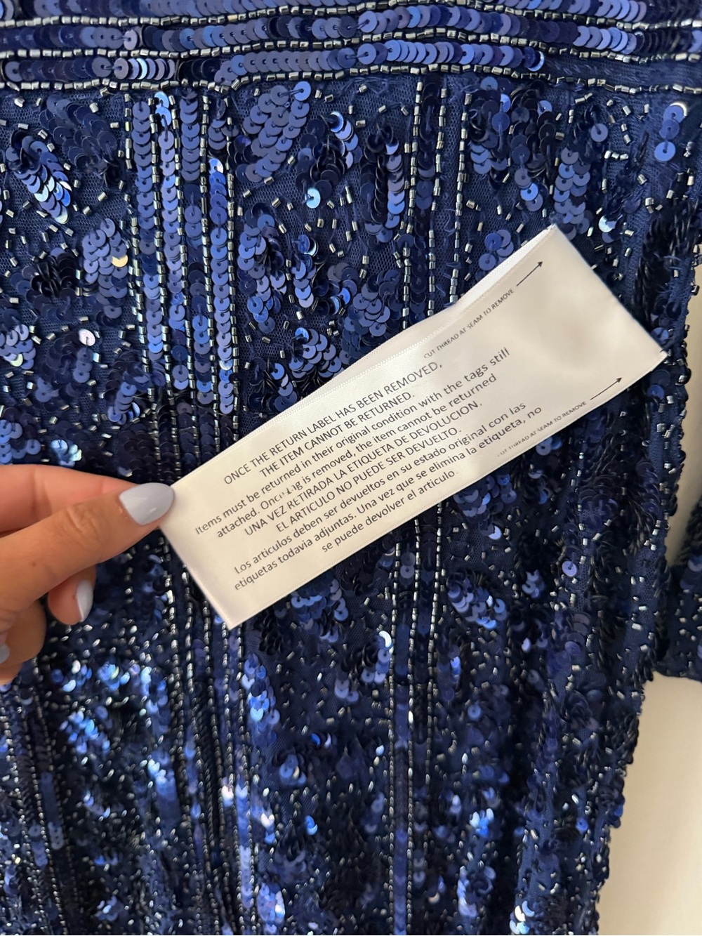 Mac Duggal embellished evening gown, size 6, midnight navy blue, formal - Picture 5 of 11